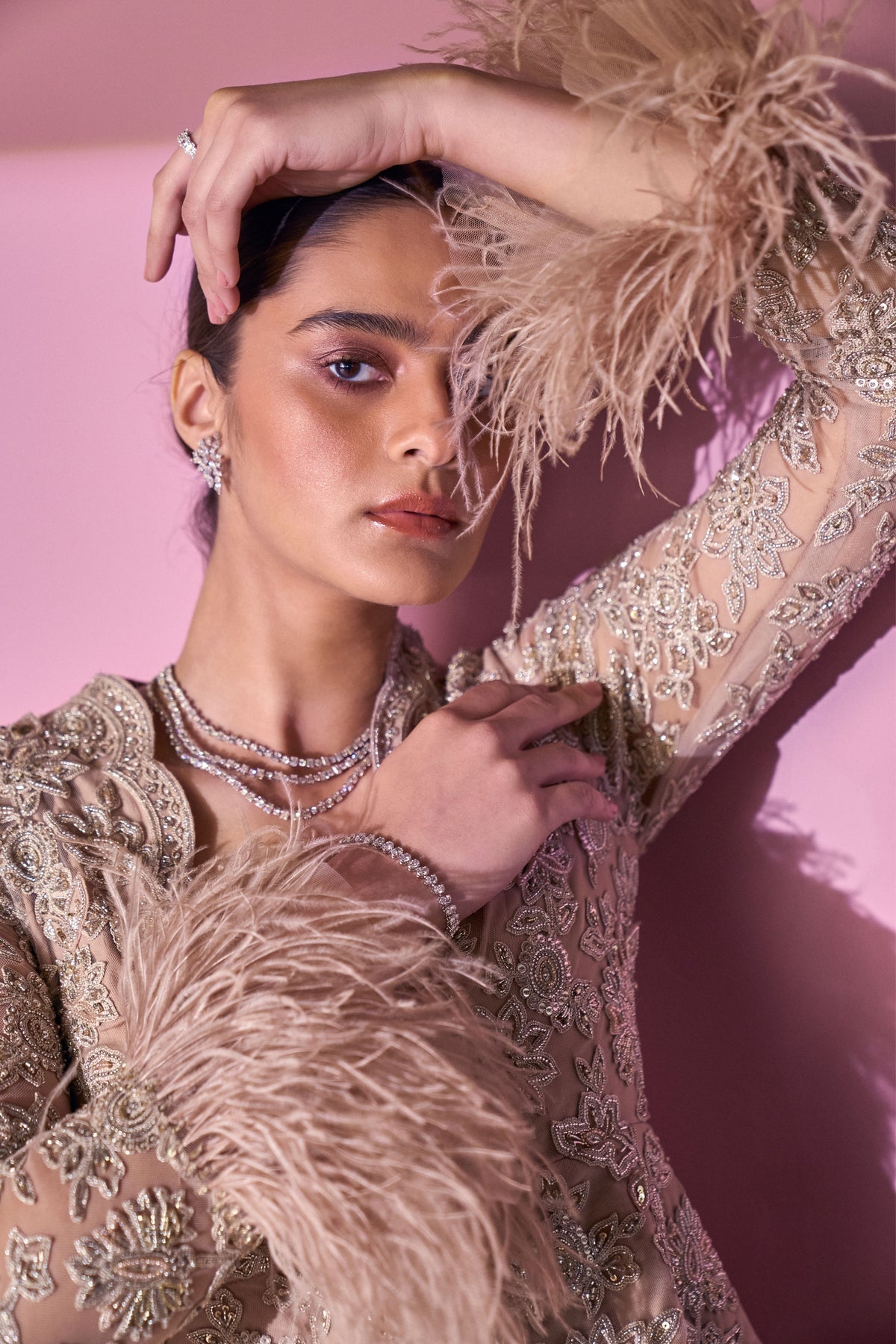 Elnaz Dark Champagne Sharara Set