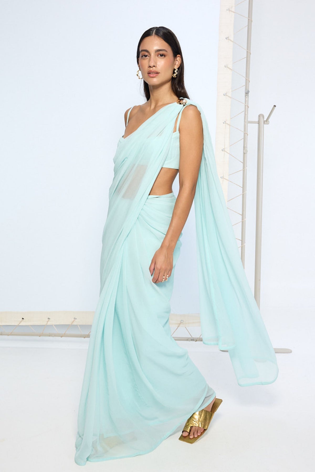Ice Blue Movable Saree