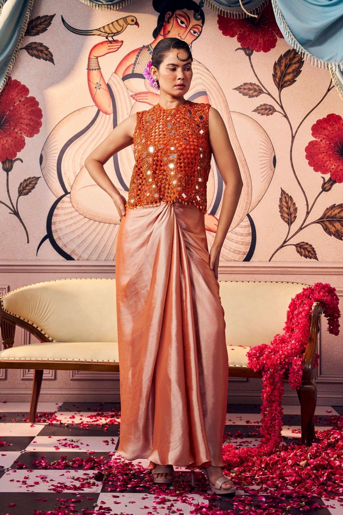 Orange Skirt Set