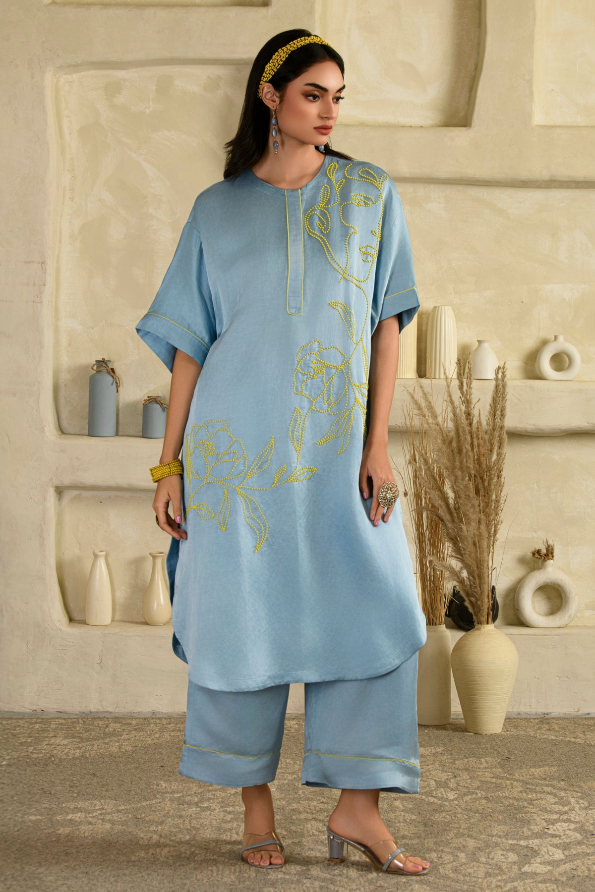 Rangrasiya Aasmani Blue Long Kurta Set