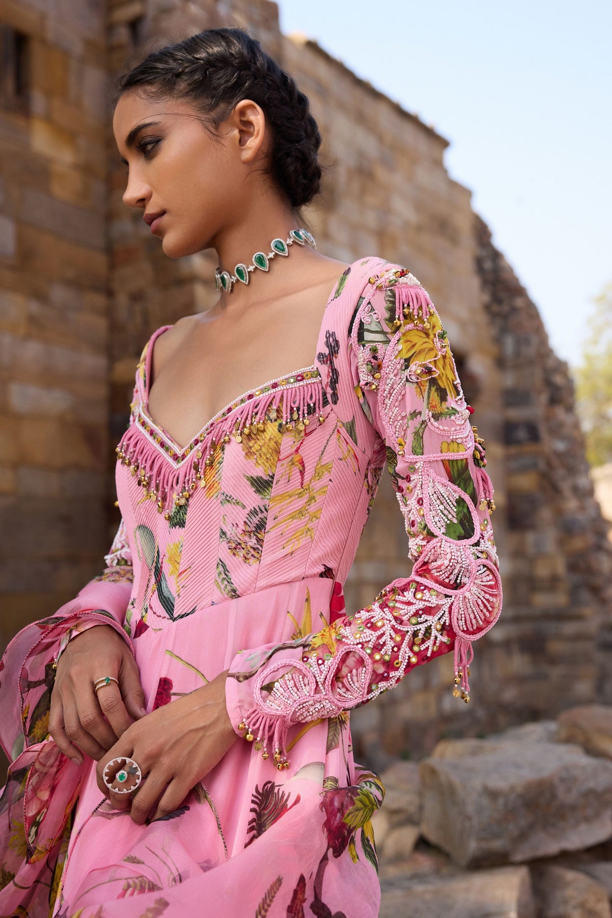 Carnation Anarkali Set