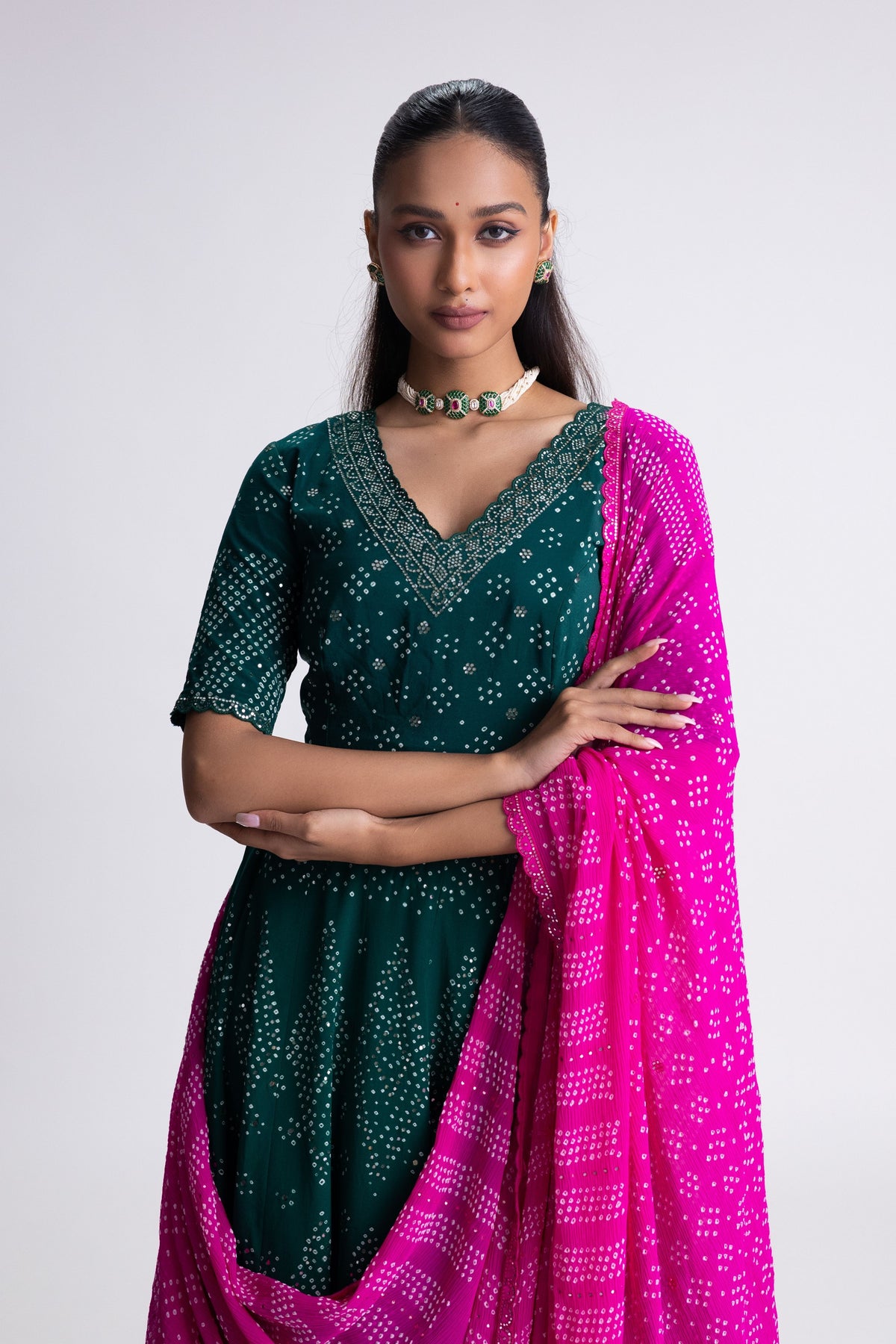 Bandhani Crepe Lehenga Set