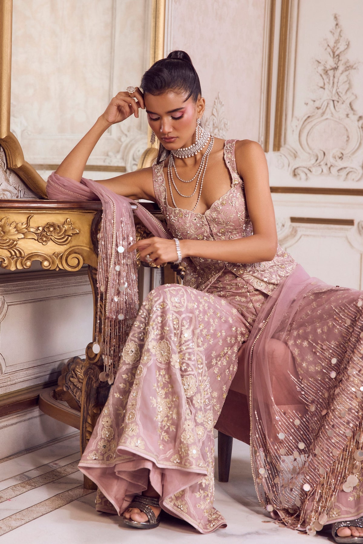 Champagne Rose Peplum Set