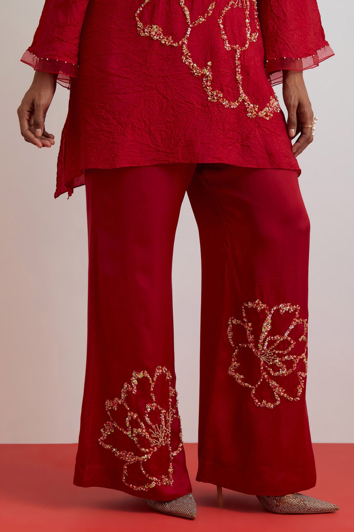 Ruby Crushed Tunic Set