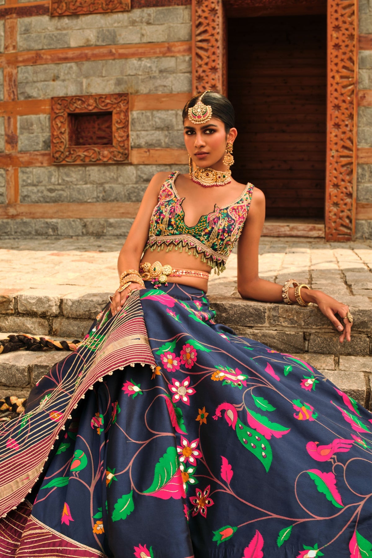 Paithani Blue Lehenga Set