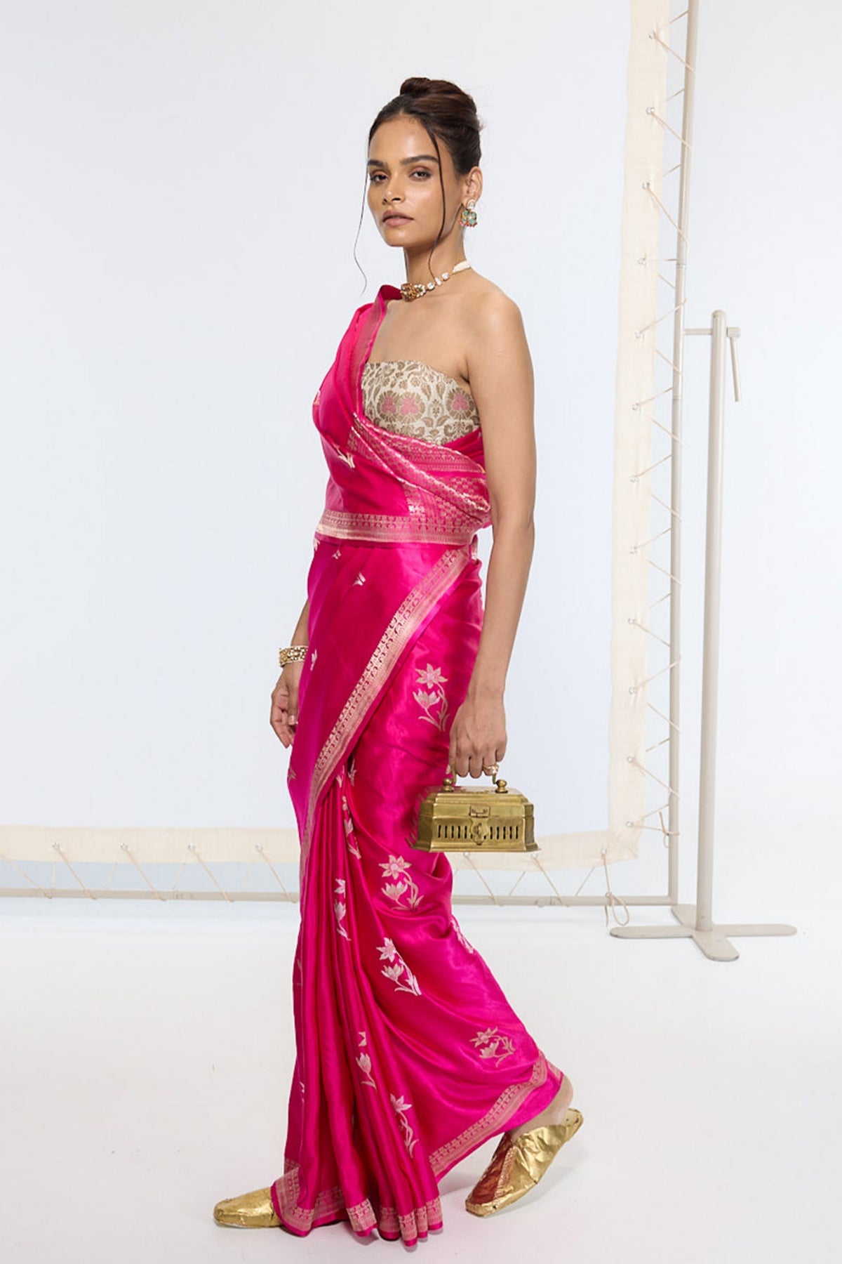 Handwoven Hot Pink Banarasi Saree