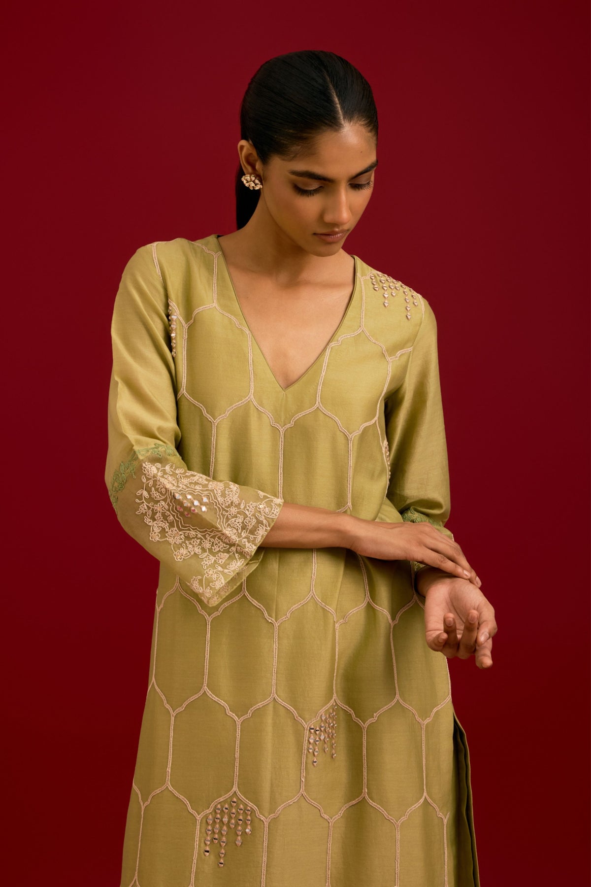 Pistachio Embroidered Kurta Set