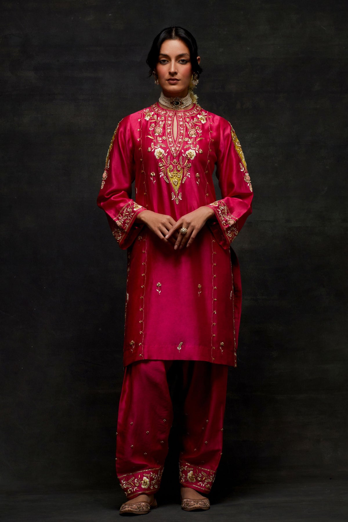 Pink Short Kurta Set