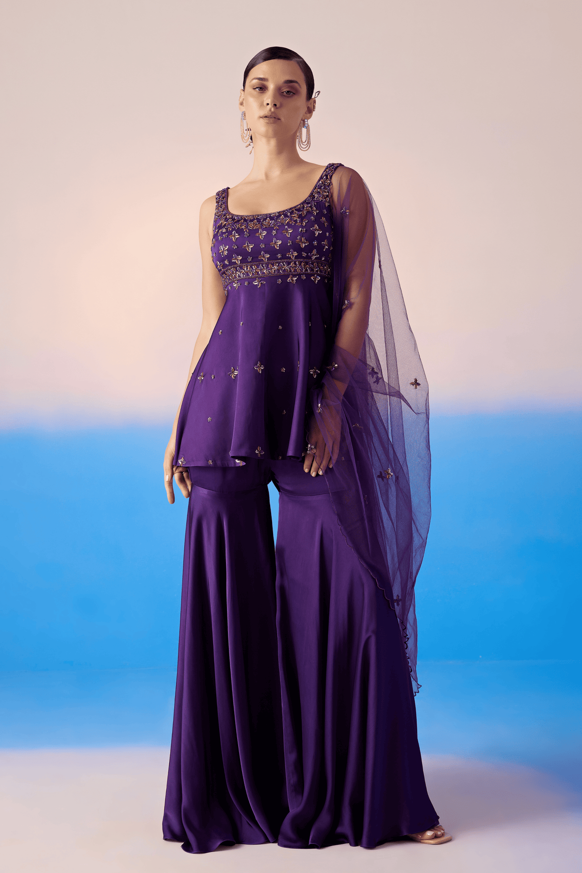 Royal Purple Sharara Set