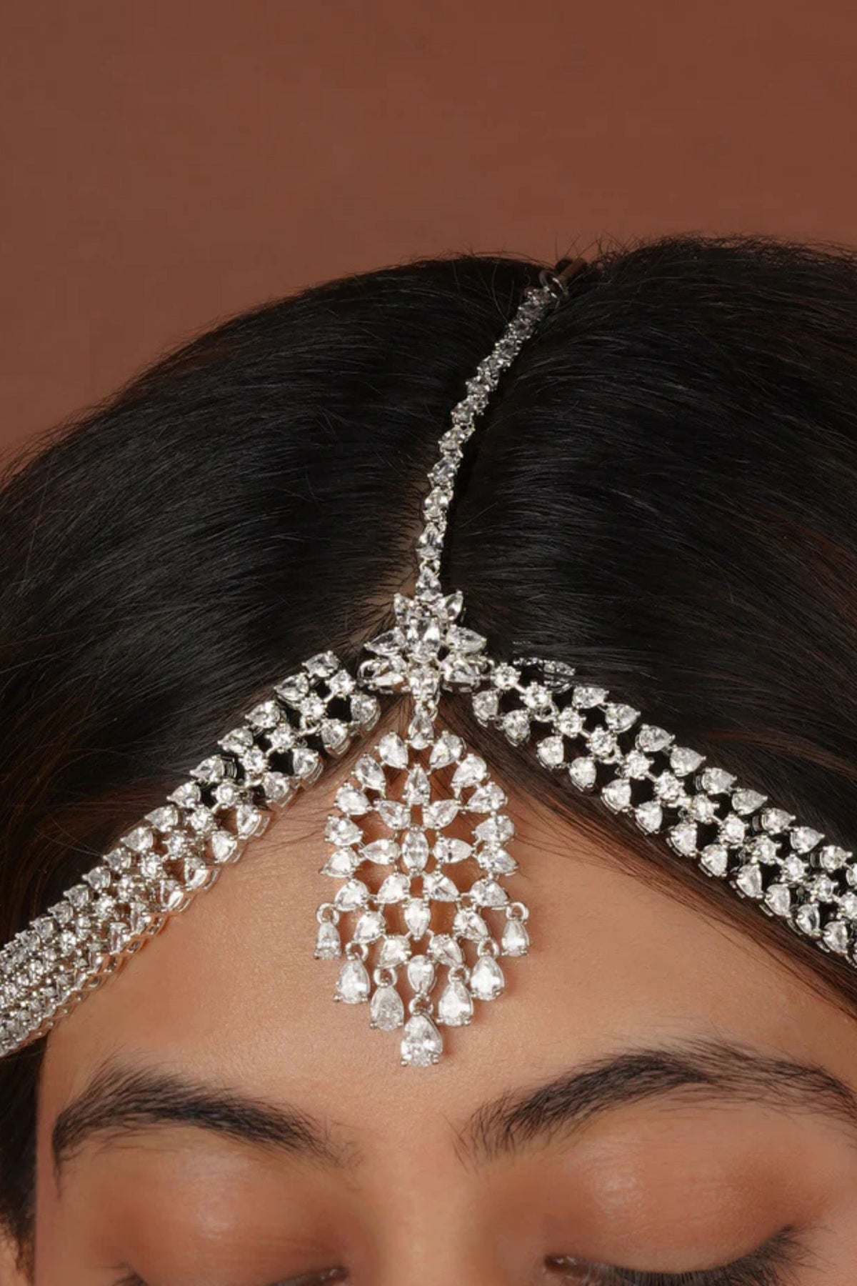 White Faux Diamond Mathapatti