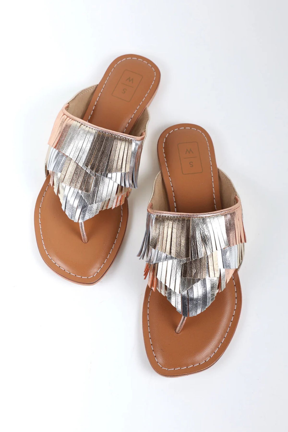 Ziva Metallic Fringed Sandals