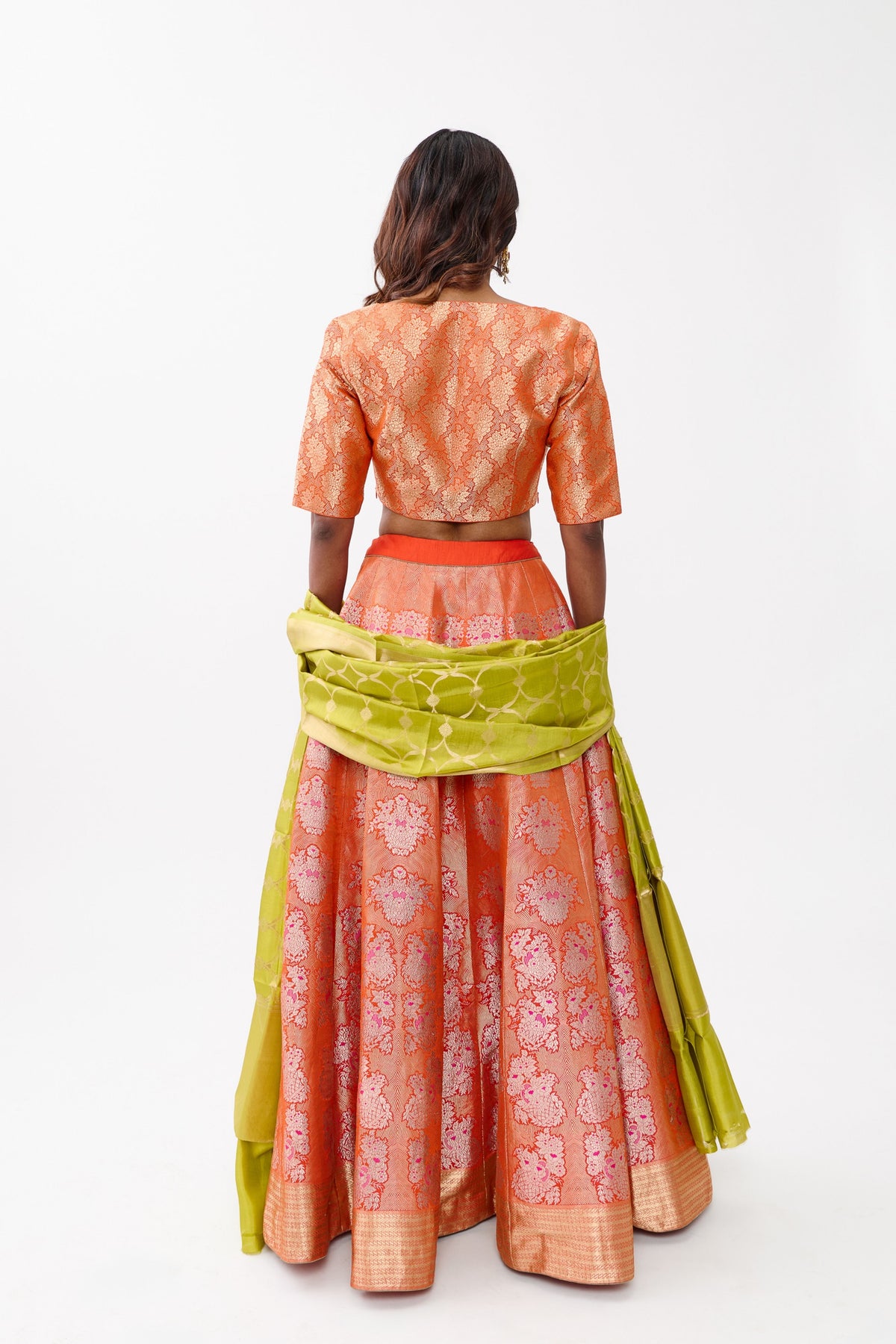 Orange Gulhar Lehenga Set