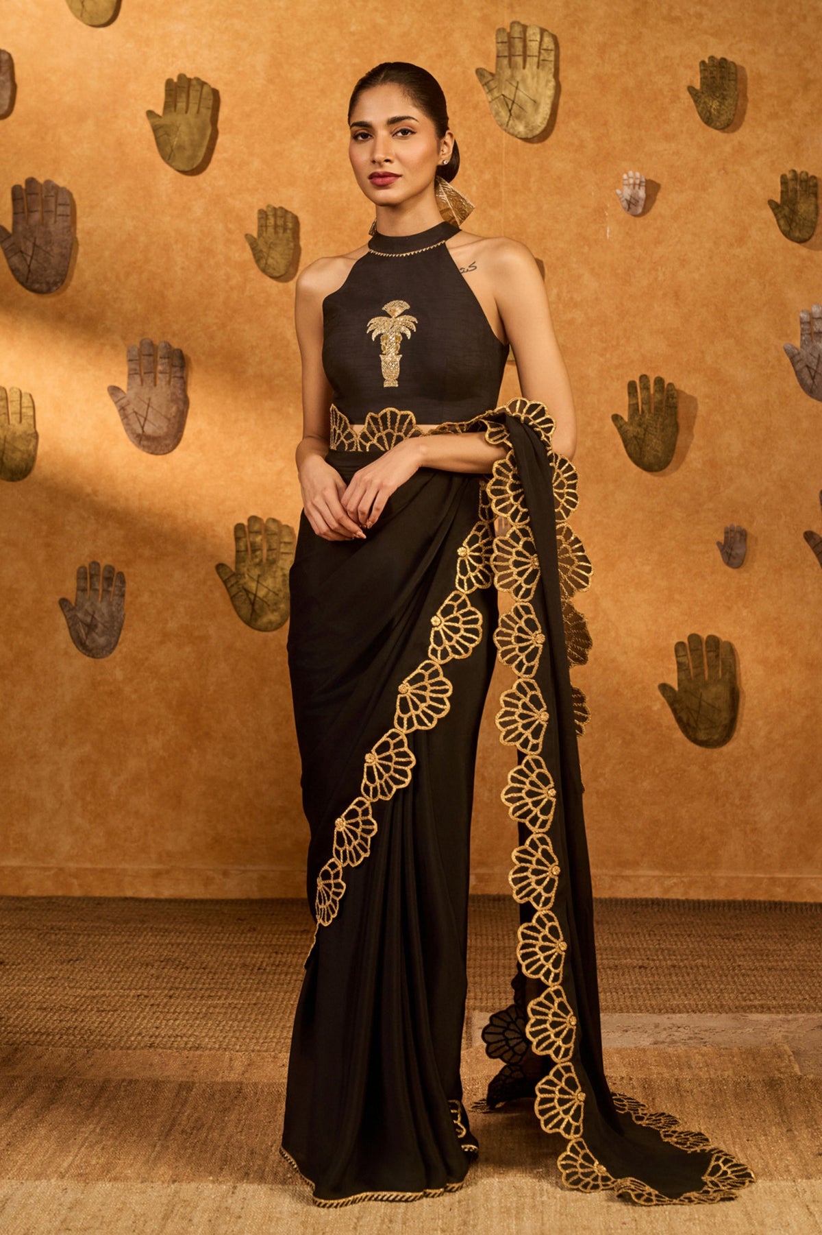 Black Windrose Saree