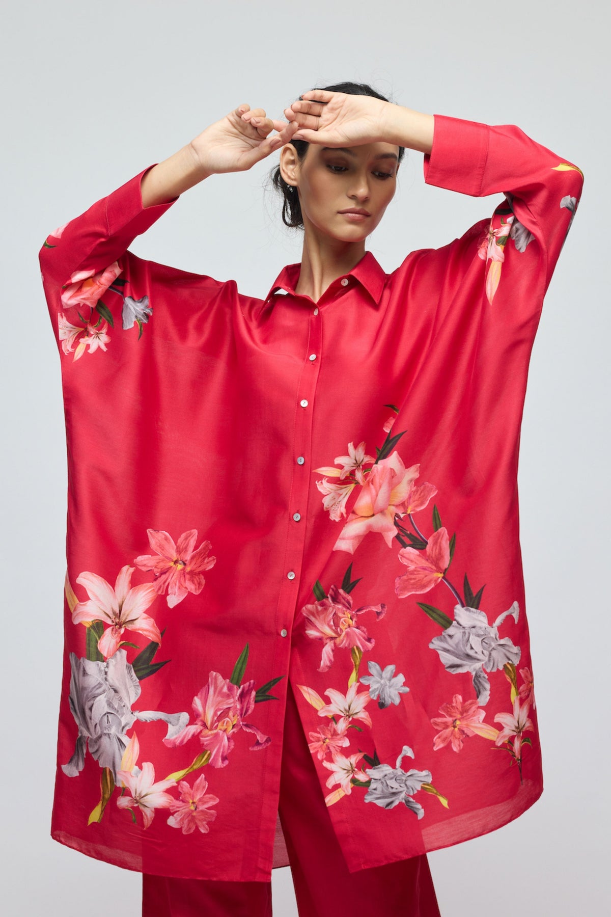 Floral Printed Chanderi Tunic