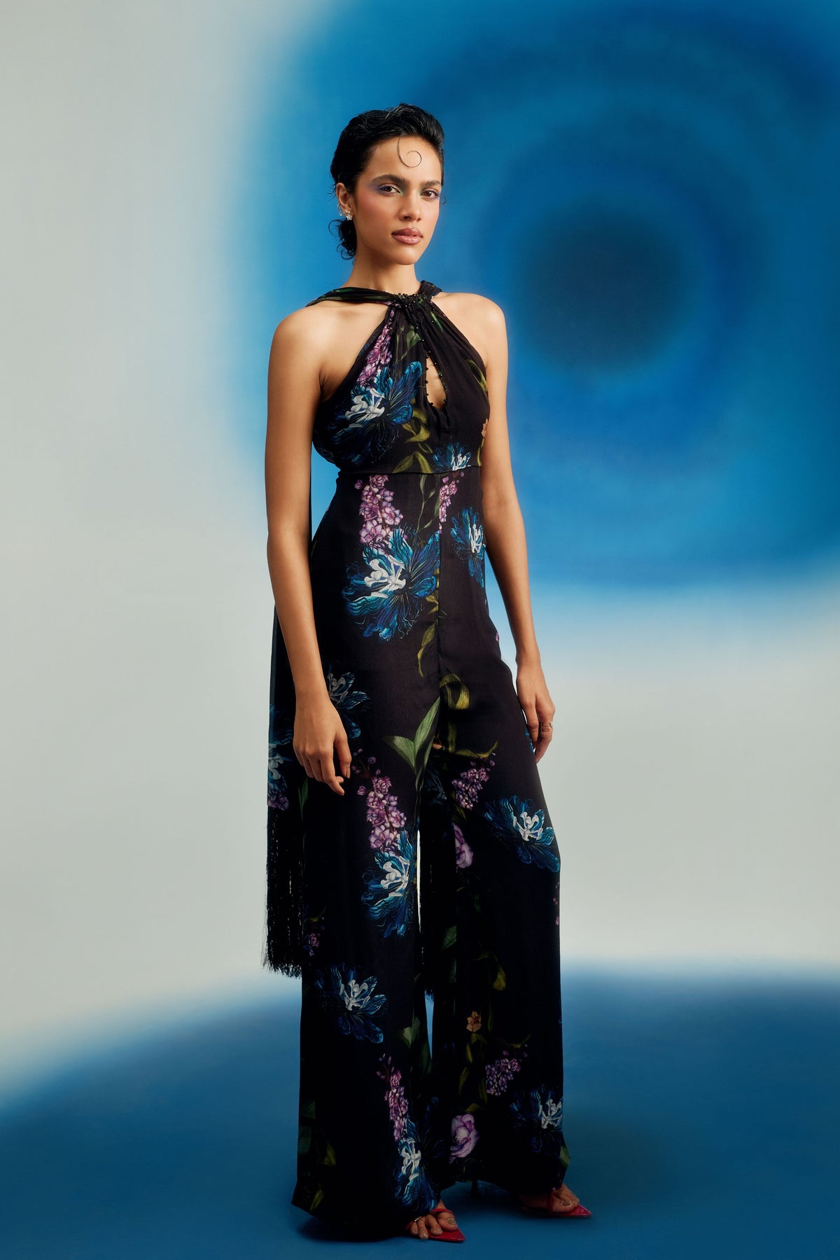 Printed Scarf Jumpsuit