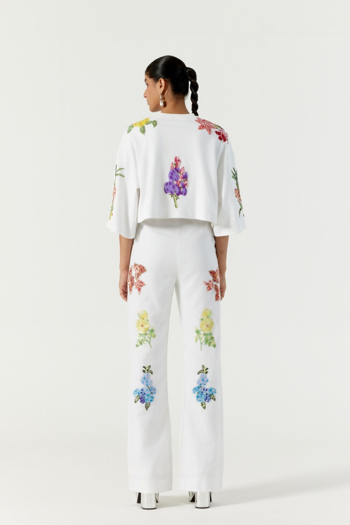White Botanical Trouser