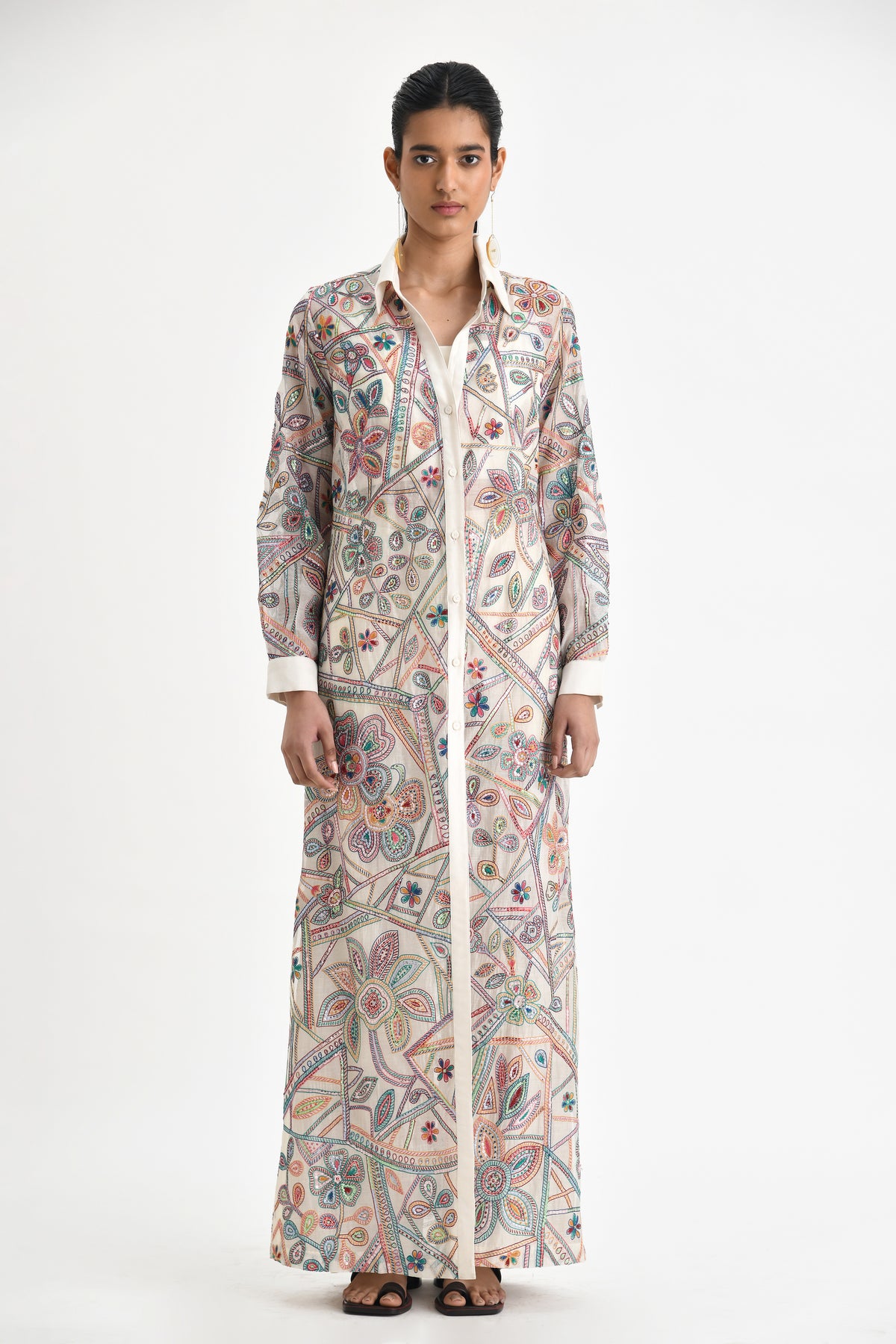 Otillie Embroidered Overlay
 Shirt Dress