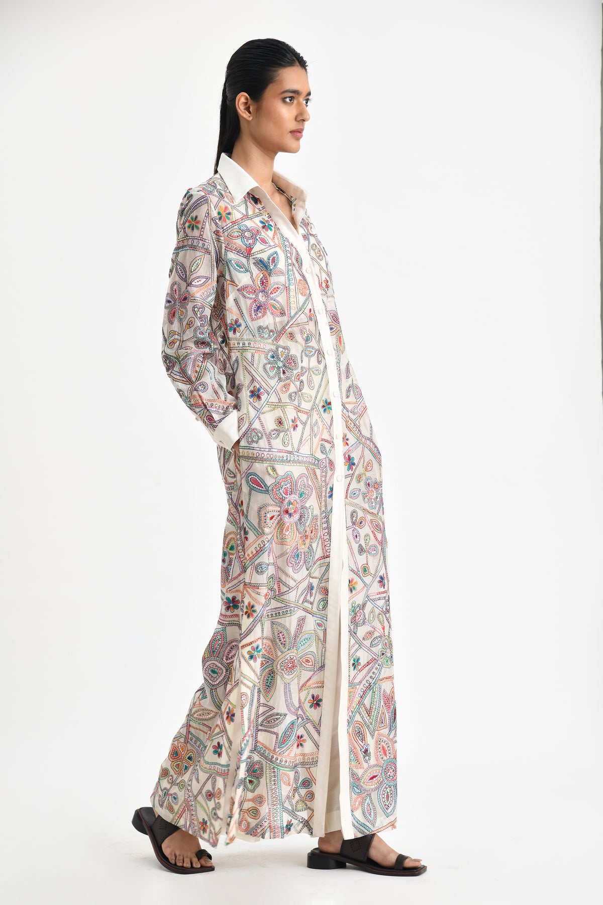 Otillie Embroidered Overlay
 Shirt Dress