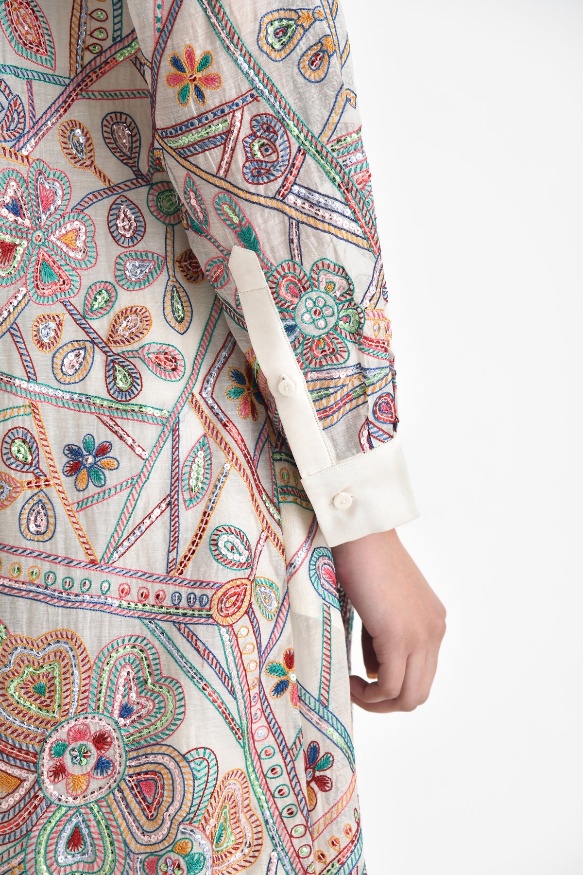 Otillie Embroidered Overlay
 Shirt Dress
