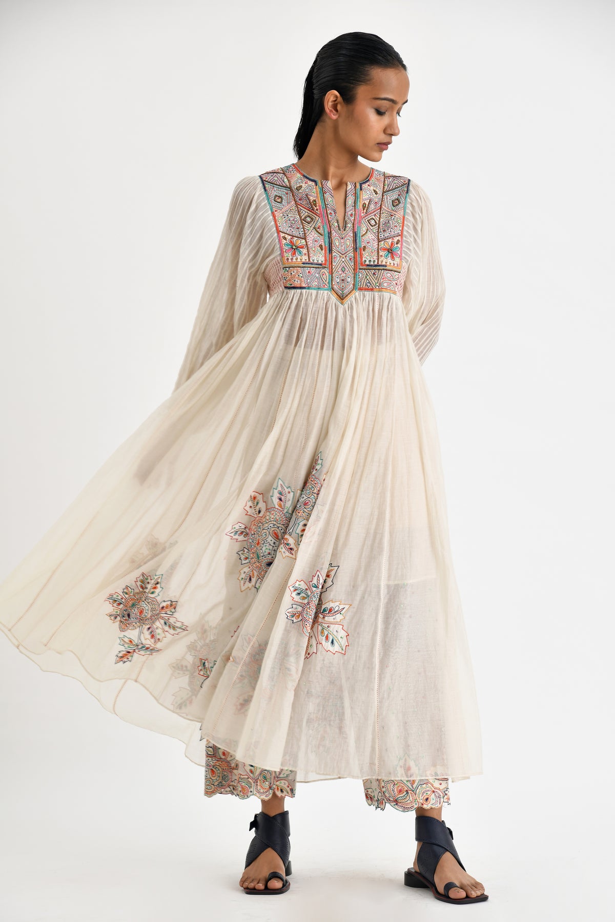 Dikella Embroidered Pleated Tunic