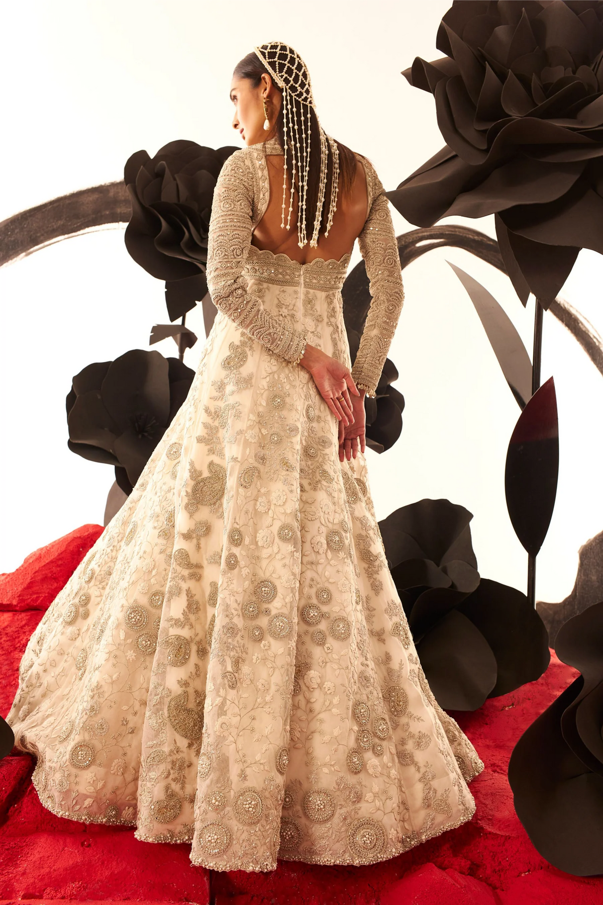 Ivory  Embroidered  Anarkali