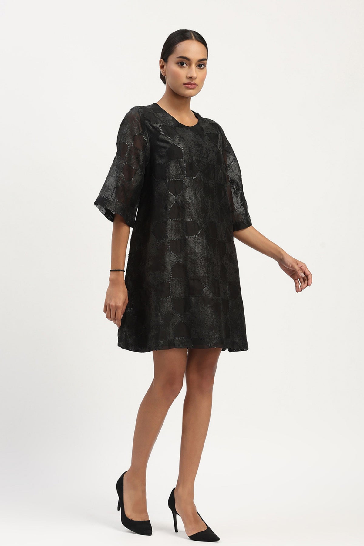 Tesselation Black Foil Dress