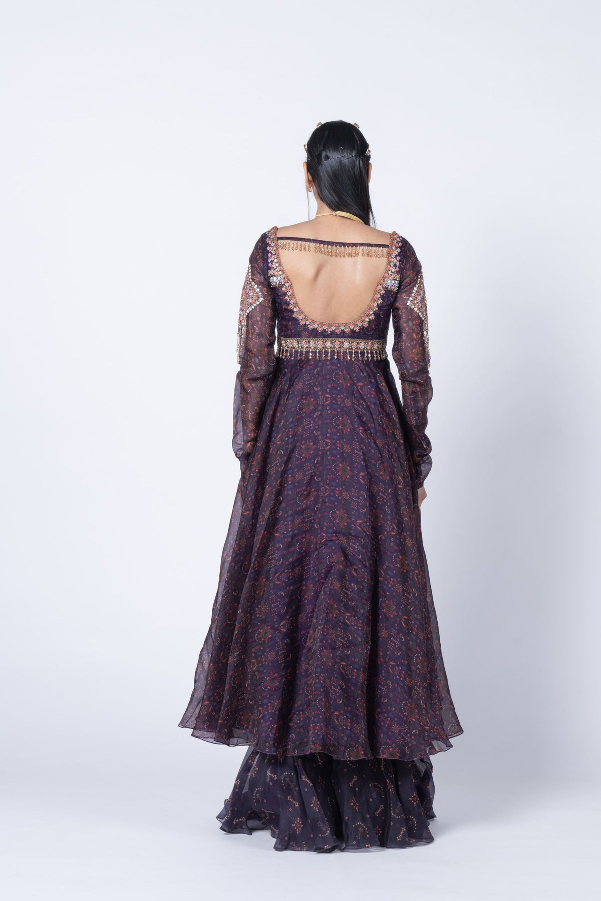 Jaal Printed Embroidered Anarkali Set