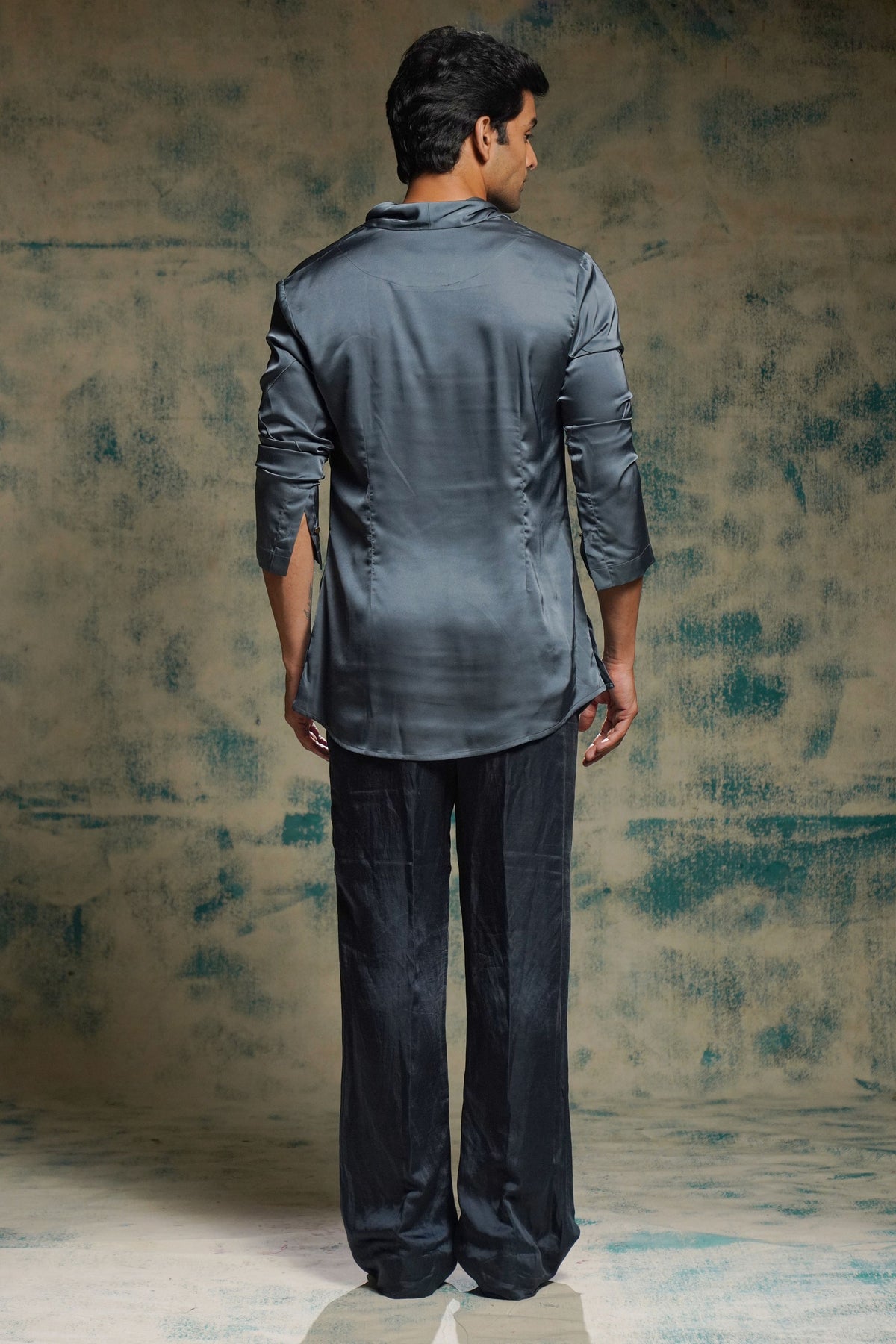 Charcoal Blue Short Jacket Set