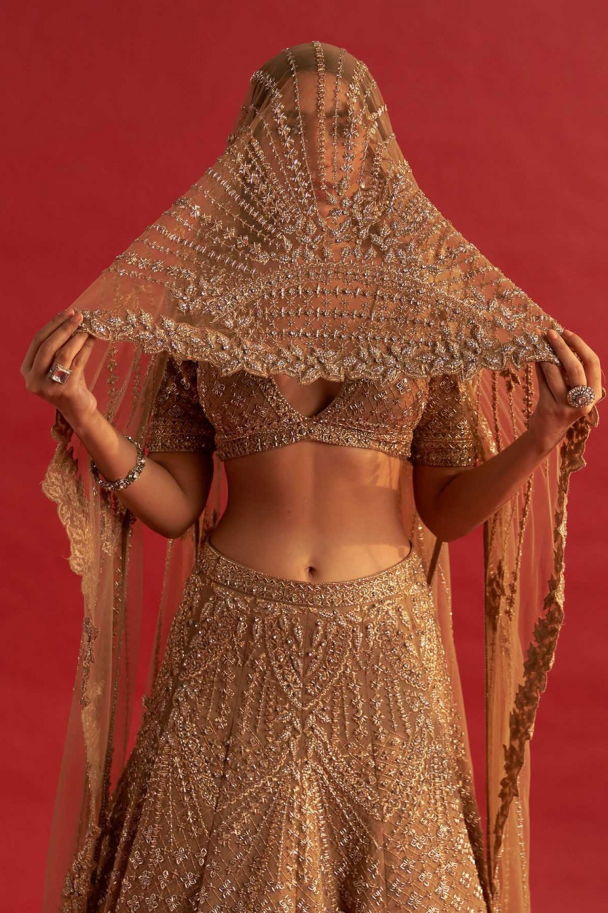 Caramel Gold Lehengas Set