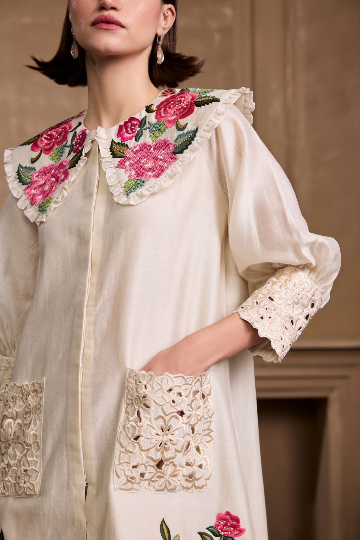 Ivory Rose Collared Short Dress