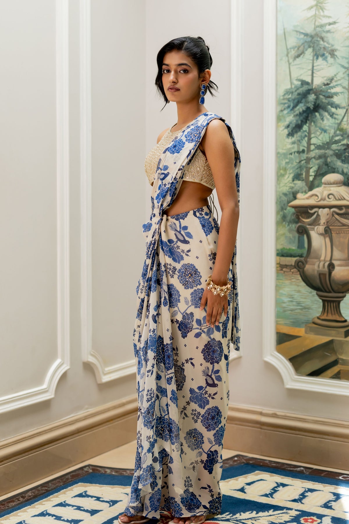 Ivory Emily Drape Saree Set