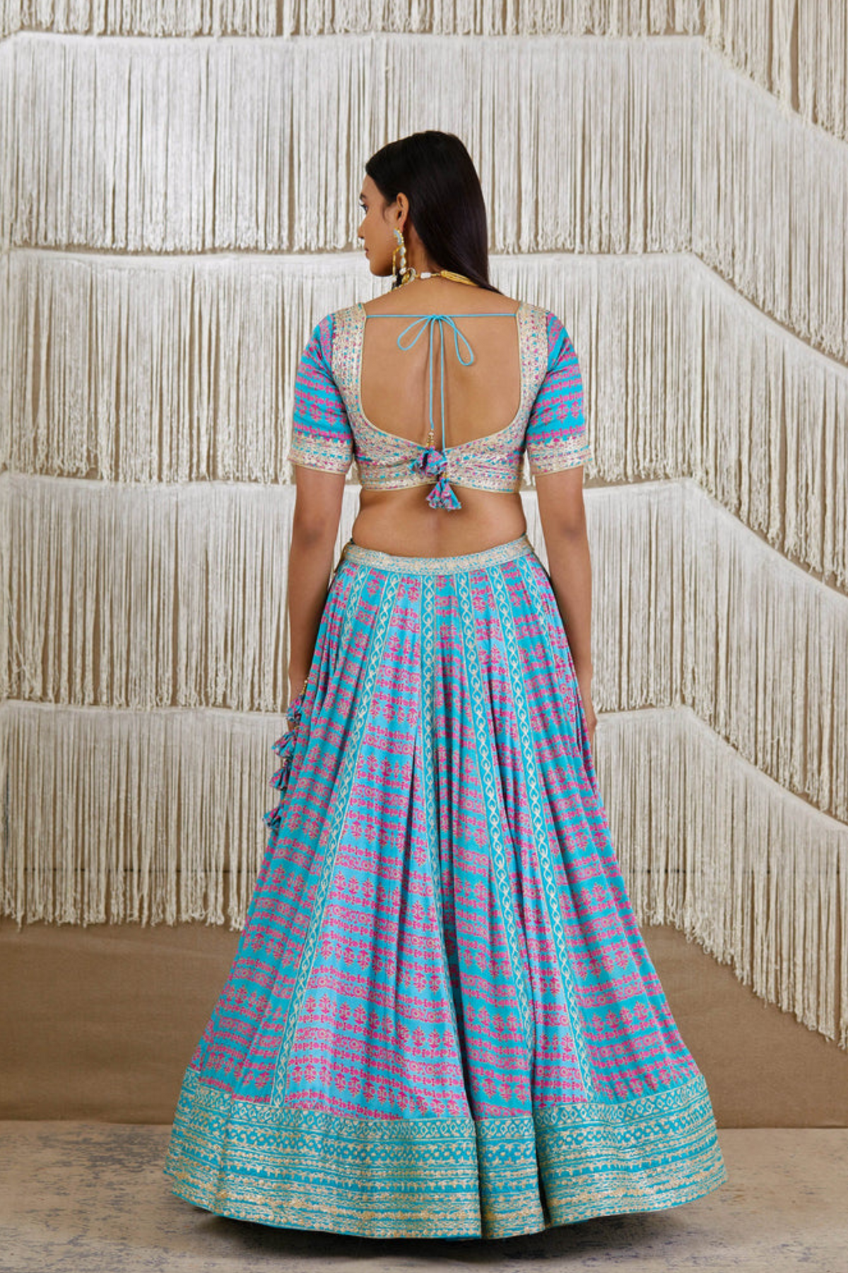 Sky Blue Gota embroidred lehenga set
