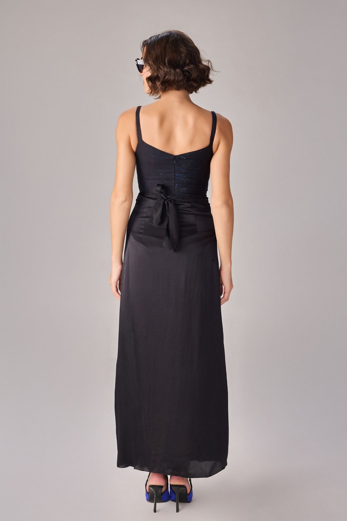 Asymmetric Maxi Wrap Black Skirt