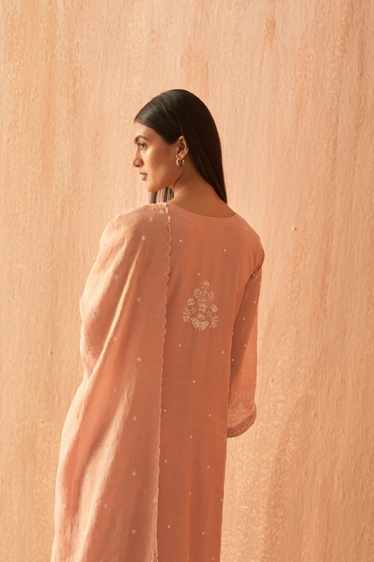 Pink Tissue Pearl Kurta Set