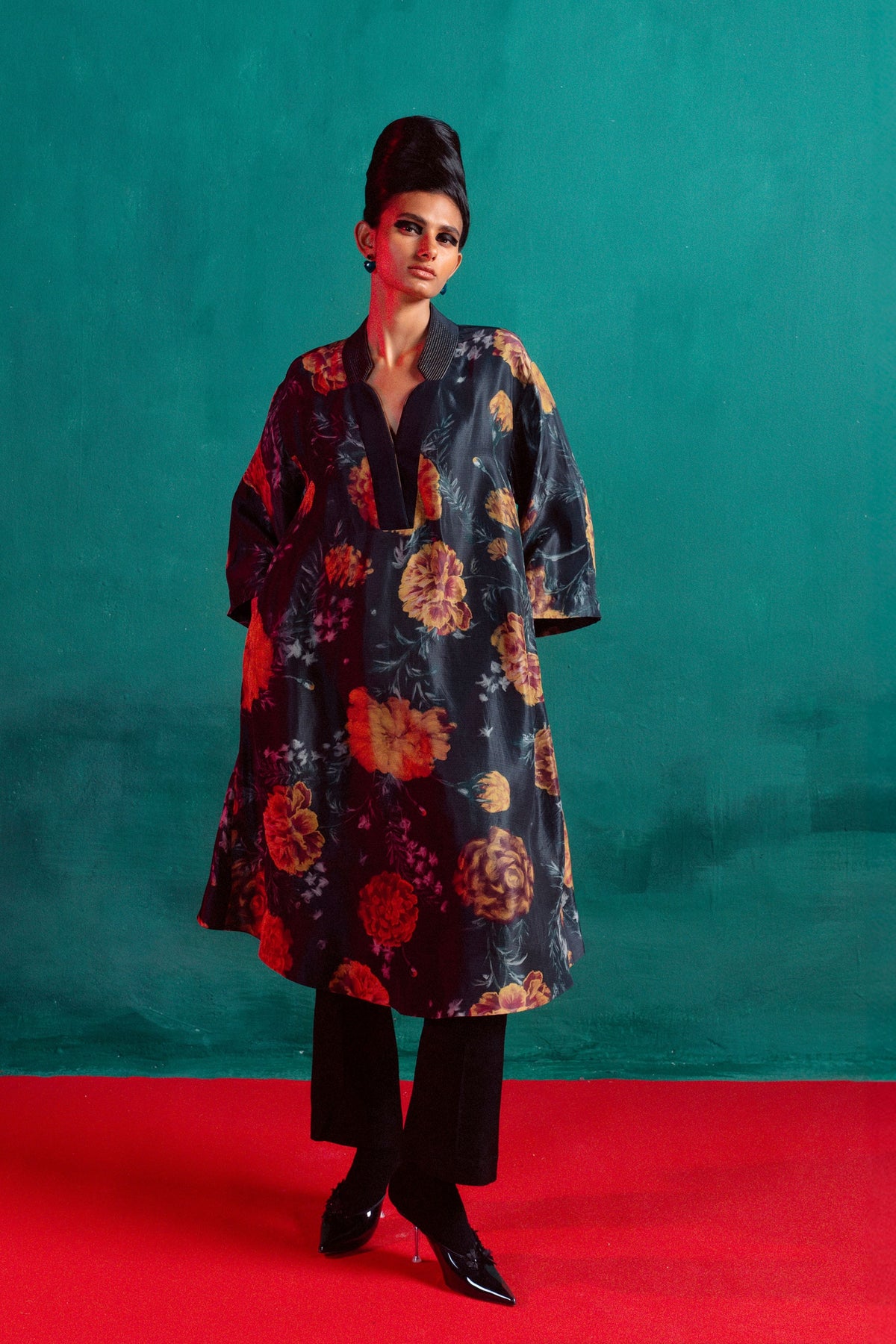 Ebony Charcoal Printed Kurta Set