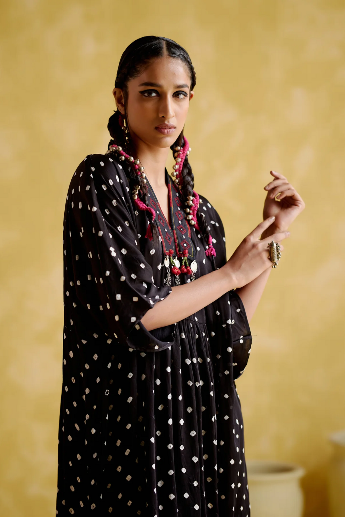 Devadarsana Black Handcrafted Kaftan