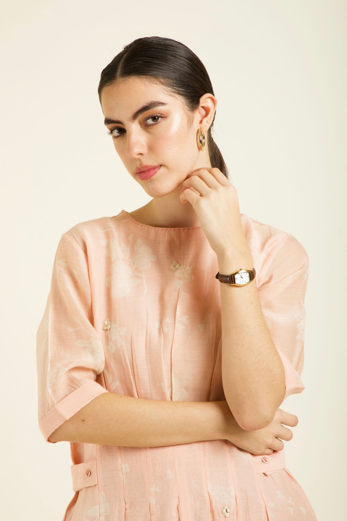 Old Rose Pleated Dress