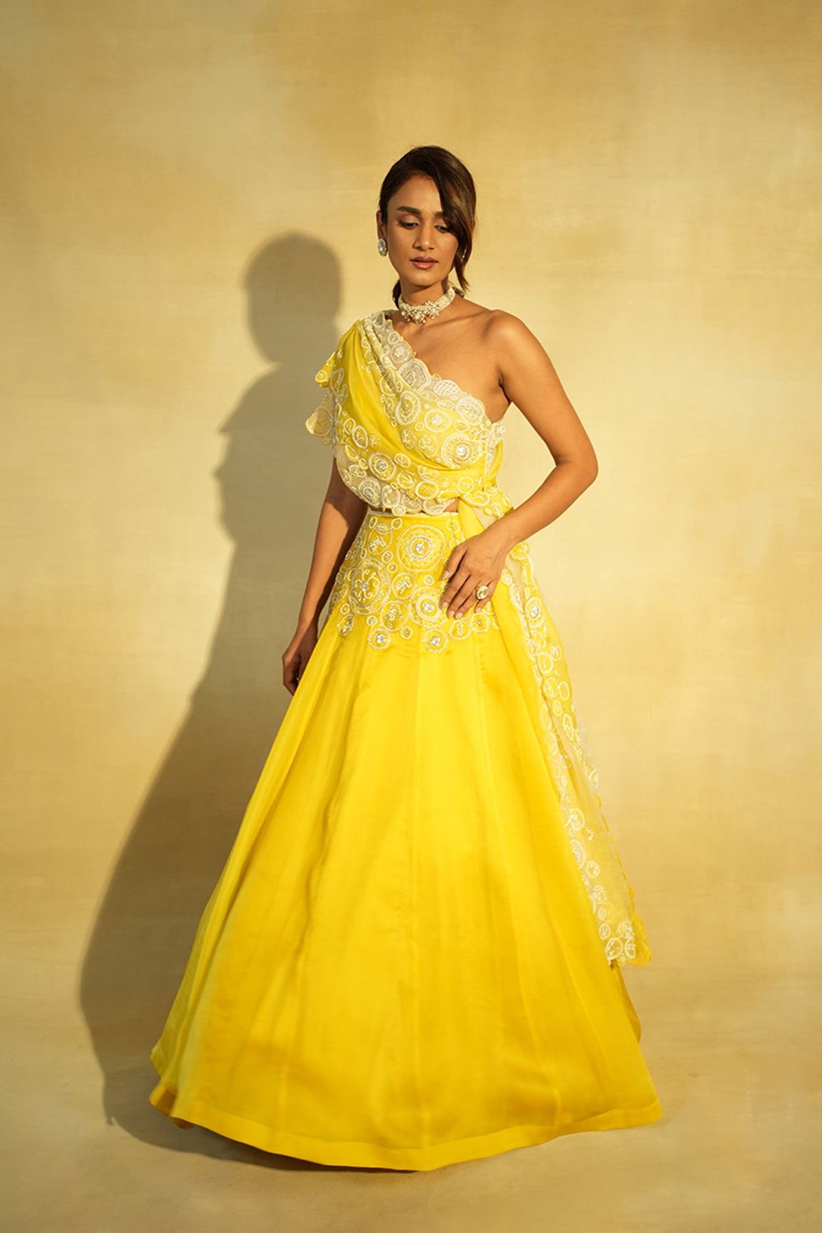 Lime Taarini Drape Lehenga Set