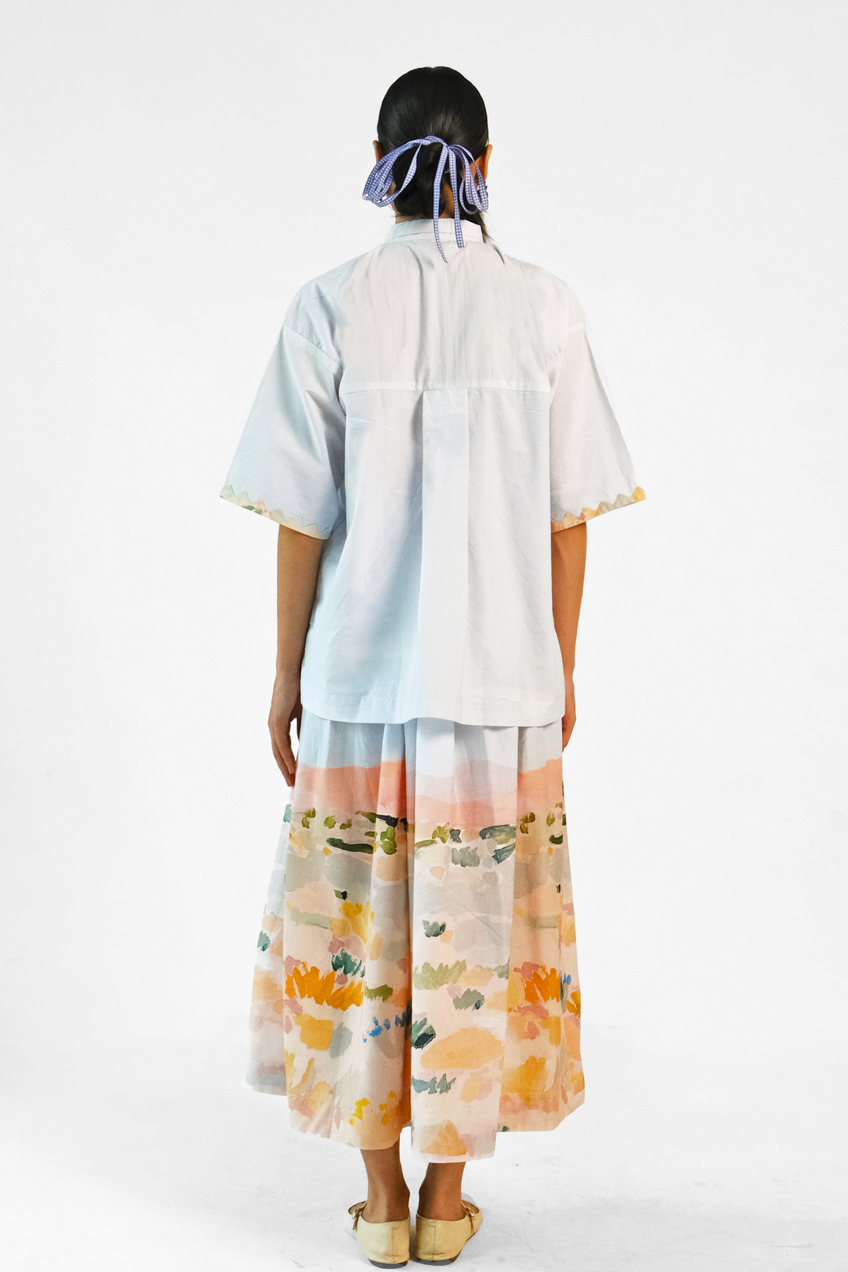 Abstract Print Applique Skirt Set
