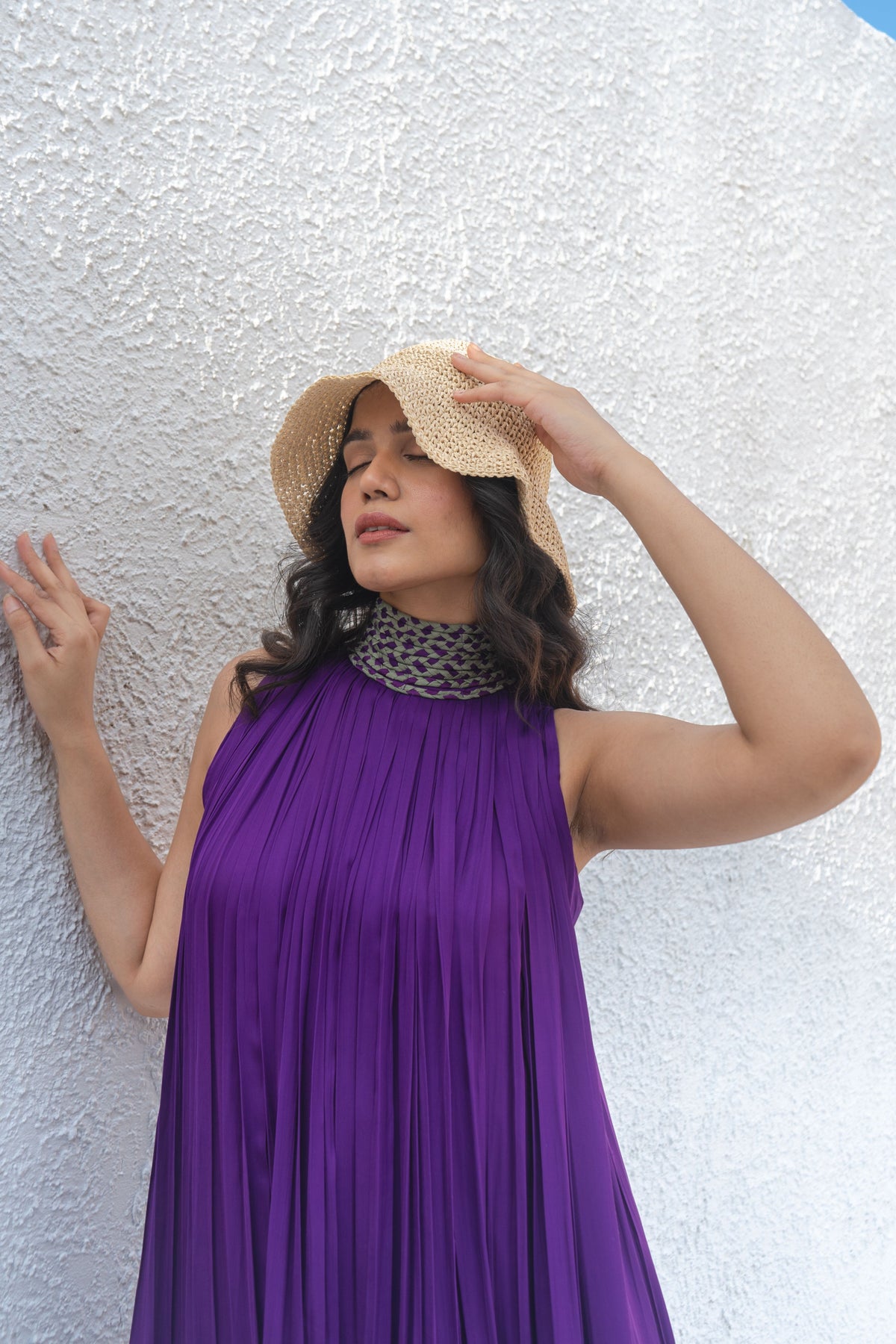 Purple-green Gather Gown