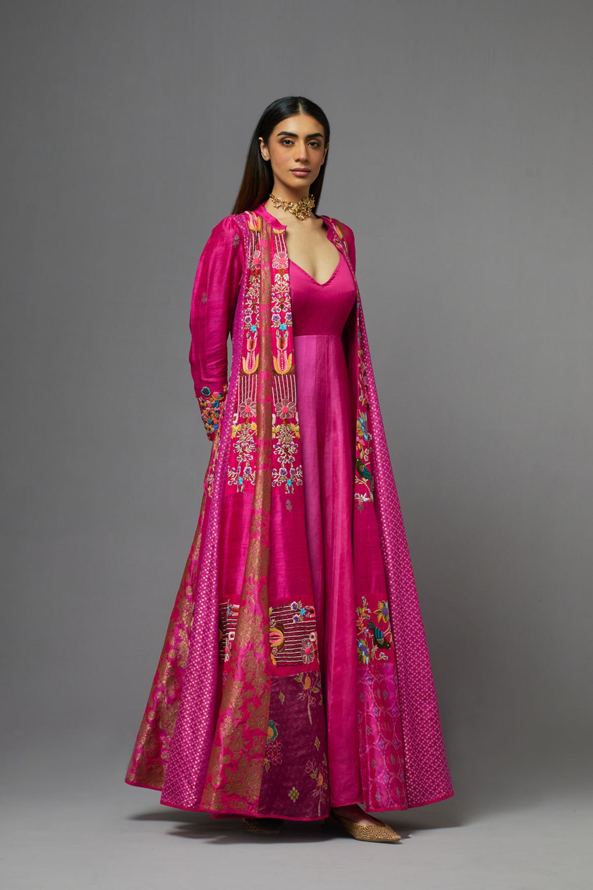 Fuchsia Kalidaar Jacket Set