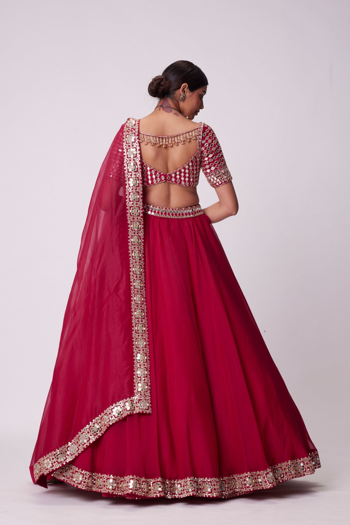 Crimson Red Mirror Lehenga Set