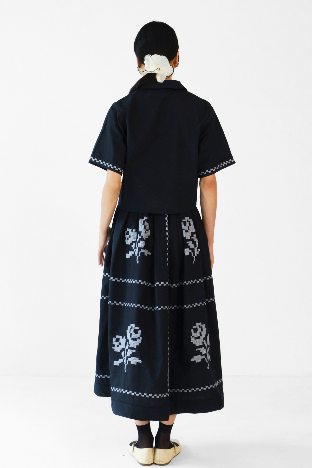 Black Embroidery Skirt Set