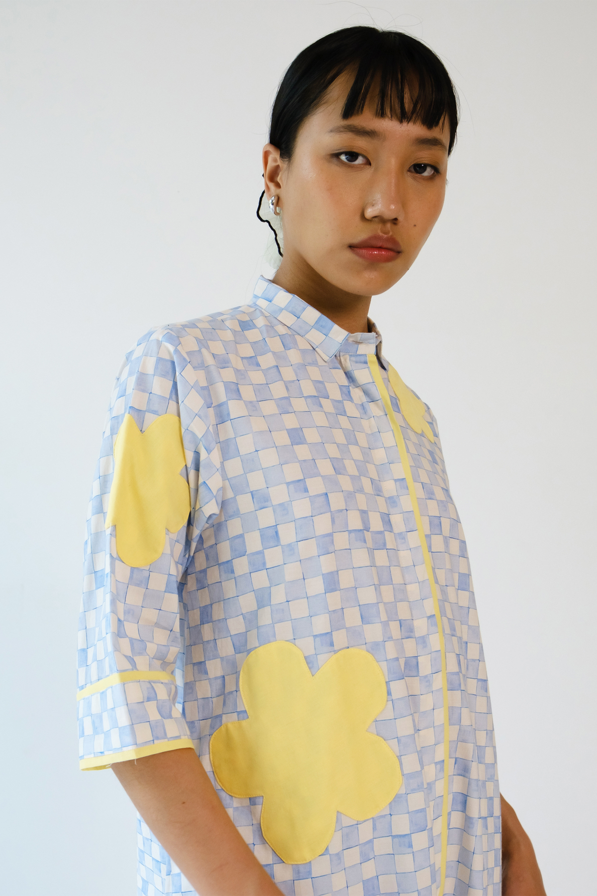 Blue Checks Applique Tunic Set
