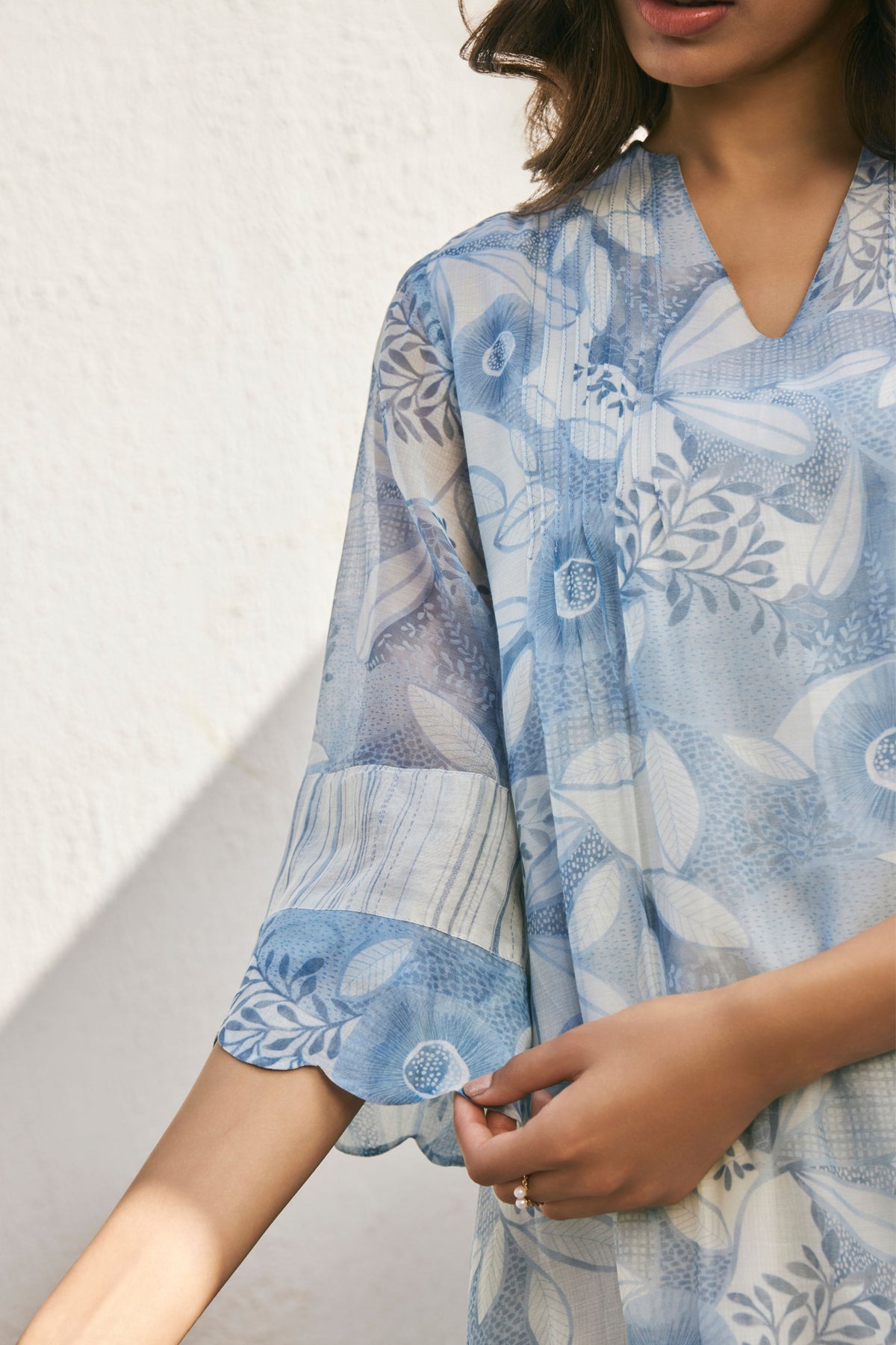 Powder Blue Pintuck Kurta
