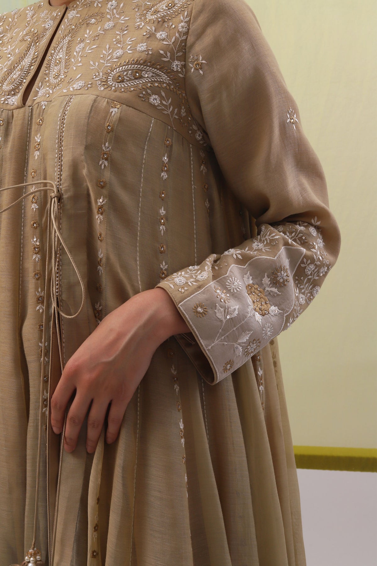 Beige Wahida Long Anarkali Set