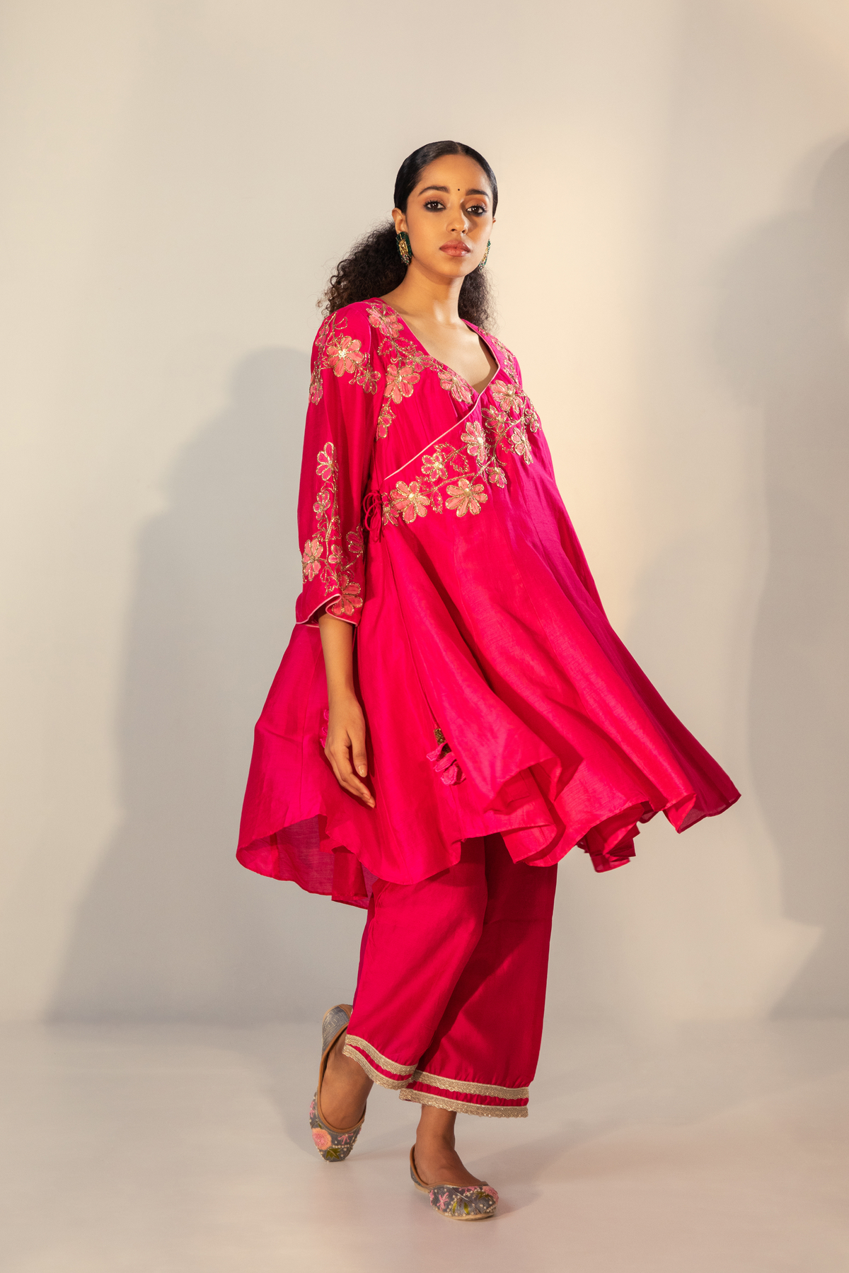 Short Anarkali in Magenta