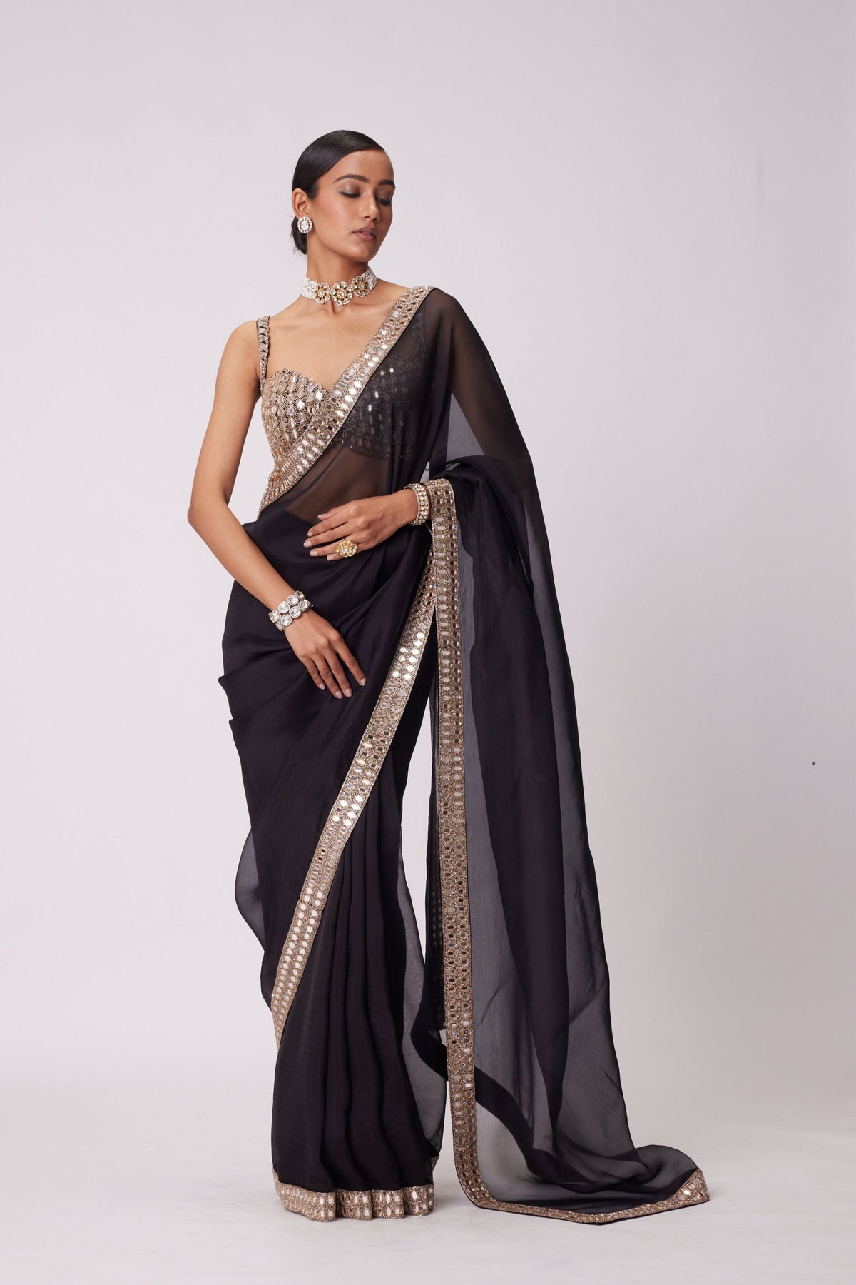 Black Saree Set