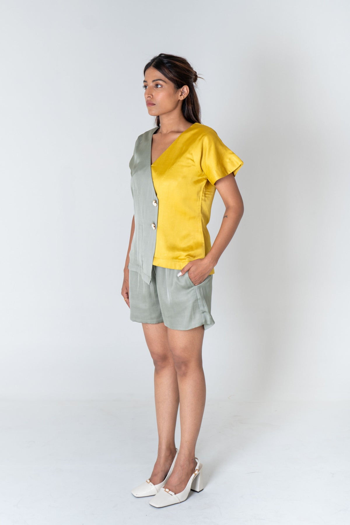 Green-yellow Short Co-ord Set