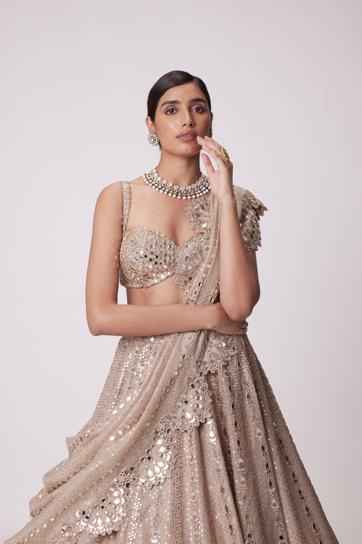 Light Beige Lehenga Set